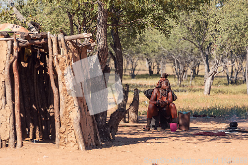 Image of Himba woman with in the village, namibia Africa