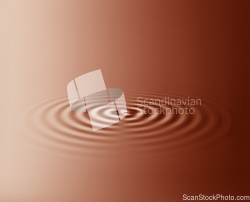 Image of 3D ripple, animated and VFX of brown waves and circular lines in liquid copy space. Texture, movement or motion in a pool for mockup background. Futuristic art, graphic and artistic wallpaper mockup