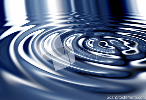 Image of Waves, ripple and blue with water drop pattern with mockup for 3d, digital and texture. Environment, design and futuristic with liquid in background for abstract, sustainability and art deco graphic
