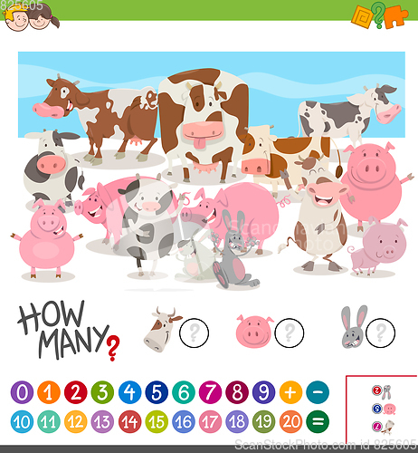 Image of game of counting farm animals