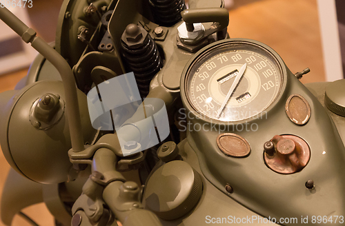 Image of Speedometer on a vintage motorcycle