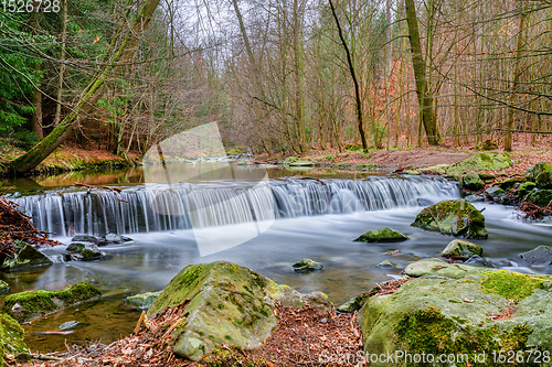 Image of small waterfall in springtime