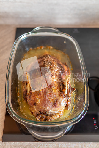 Image of roast duck in the oven