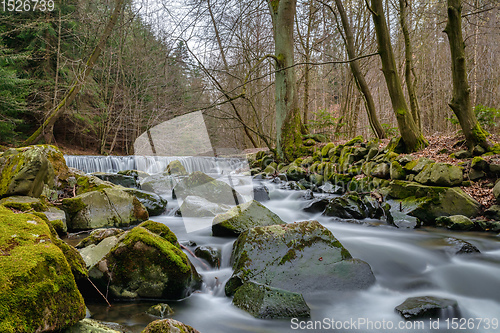 Image of small waterfall in springtime