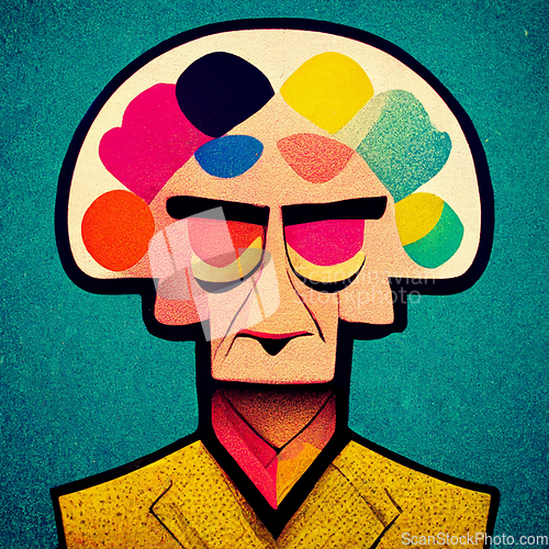 Image of Colorful creative human brain. Cartoon style.