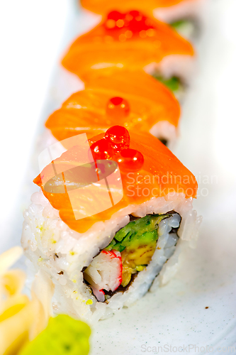 Image of fresh sushi choice combination assortment selection