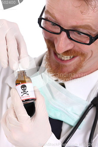 Image of doctor with poison bottle 