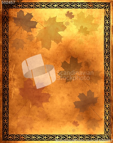 Image of Leaf of an old paper with maple leaves