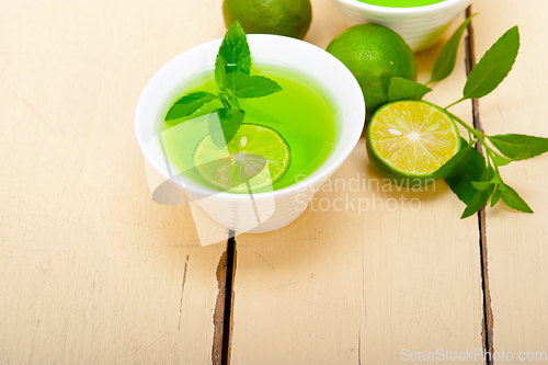 Image of mint infusion tea tisane with lime