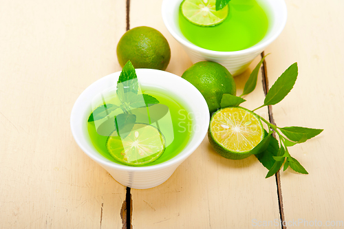 Image of mint infusion tea tisane with lime