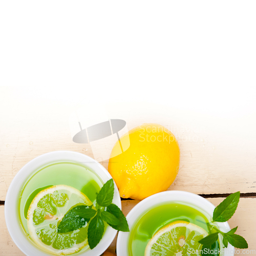 Image of mint infusion tea tisane with lemon