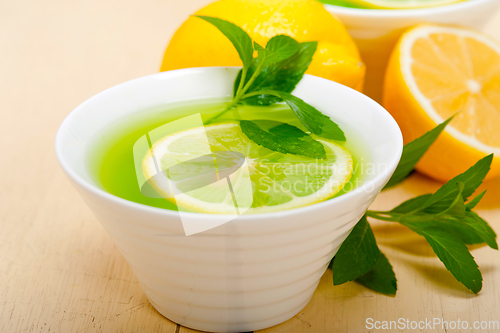 Image of mint infusion tea tisane with lemon