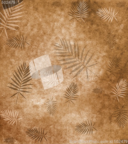 Image of Leaf of an old paper with leaves