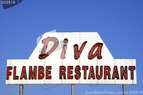 Image of diva flambe restaurant sign 