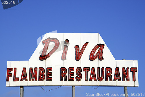Image of diva flambe restaurant sign 