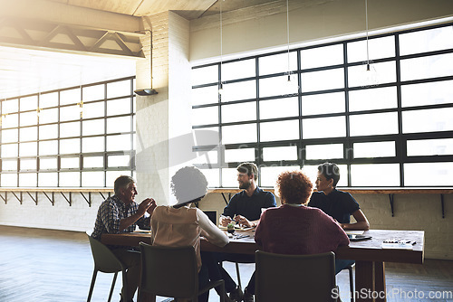 Image of Teamwork, coaching and planning with business people in meeting for project management, idea and brainstorming. Discussion, mentor and partnership with group of employees for review and startup