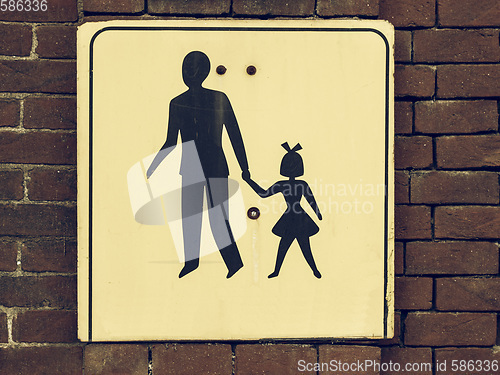 Image of Vintage looking Pedestrian area sign