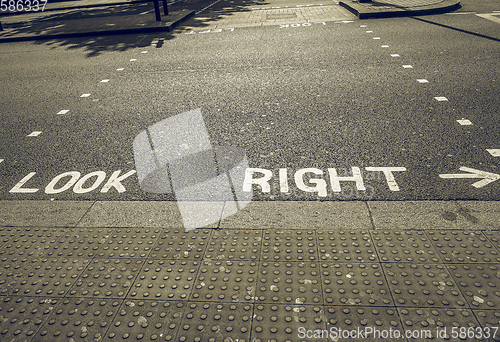 Image of Vintage looking Look Right sign