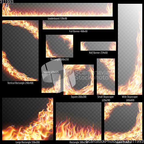 Image of Banners with Realistic fire flames. EPS 10