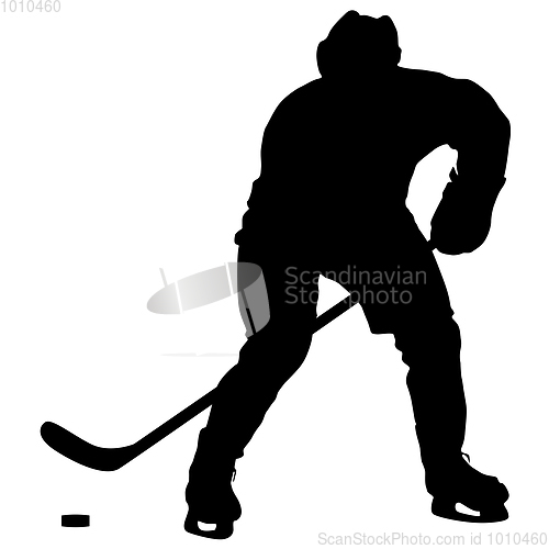 Image of Silhouette of hockey player. Isolated on white