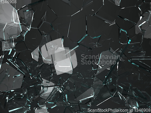 Image of Pieces of glass broken or cracked on black