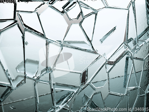 Image of Pieces of transparent glass broken or cracked 