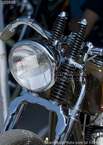 Image of Front detail of retro style motorbike