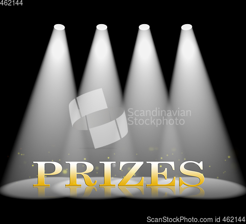 Image of Prizes Spotlight Means Win Contest 3d Rendering