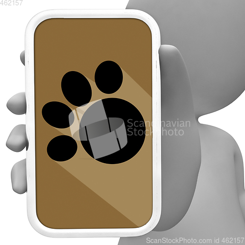 Image of Dogs Online Means Mobile Phone 3d Rendering