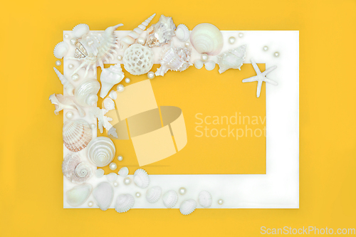 Image of Seashell and Pearls Abstract Background Frame  