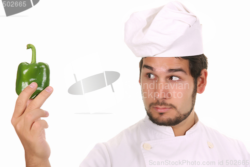 Image of chef and green pepper