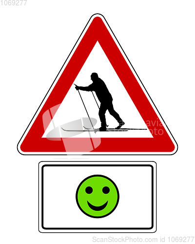 Image of Attention sign with optional label and smiley