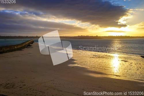 Image of Saint-Malo natural seascape at sunset, brittany, France