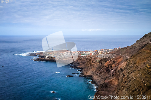 Image of Ponta do Sol village aerial view, Santo Antao island, Cape Verde