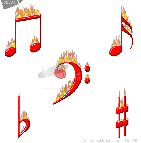 Image of Music Notes on Fire 2 of 2