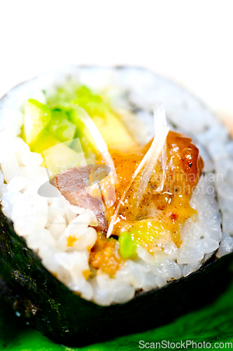 Image of fresh sushi choice combination assortment selection