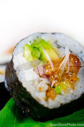 Image of fresh sushi choice combination assortment selection