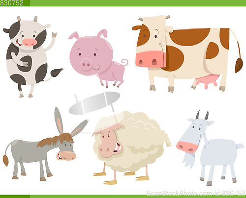 Image of cartoon farm animal characters set