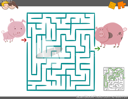 Image of maze leisure game with pigs
