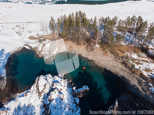 Image of Aerial view of winter blue lakes