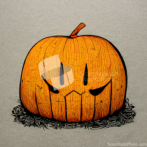 Image of Halloween pumpkin angry cartoon character concept of monsters an