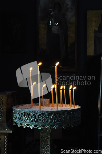 Image of candle stand in orthodox church