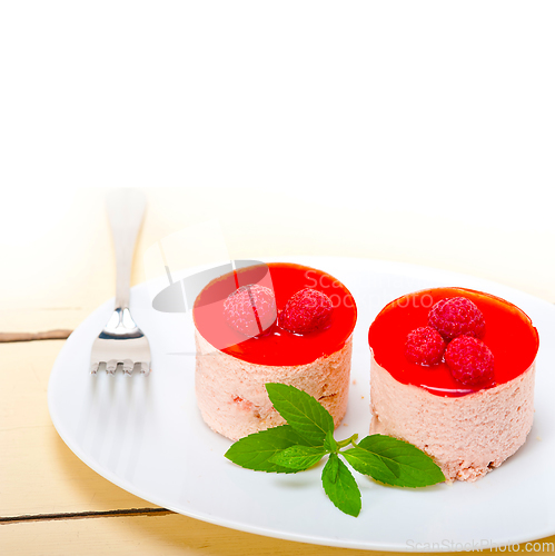 Image of fresh raspberry cake mousse dessert