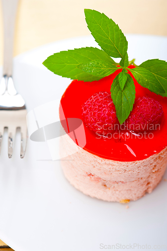 Image of fresh raspberry cake mousse dessert