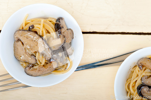 Image of Italian spaghetti pasta and mushrooms