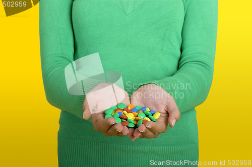 Image of Woman with candys