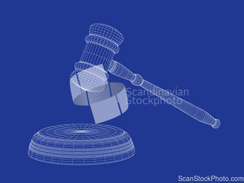 Image of 3D model of gavel and sound block
