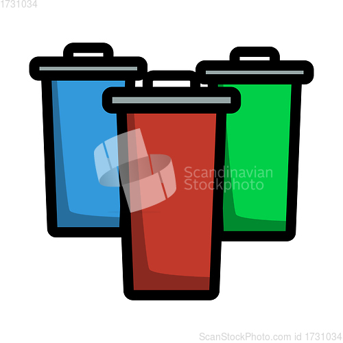 Image of Garbage Containers With Separated Trash Icon
