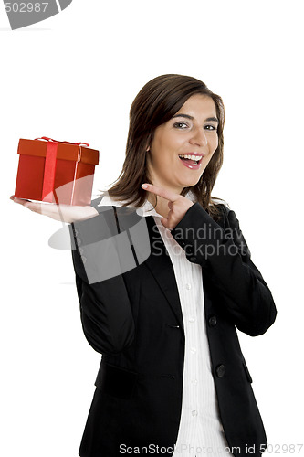 Image of Happy woman with a gift