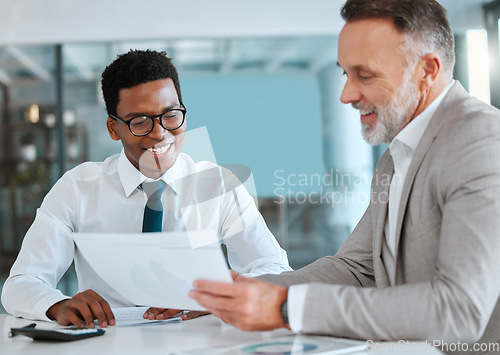 Image of Human resources, interview and contract with a business man and candidate for a vacancy meeting in an office. Manager, recruitment and opportunity with hr reading a cv or resume in the boardroom